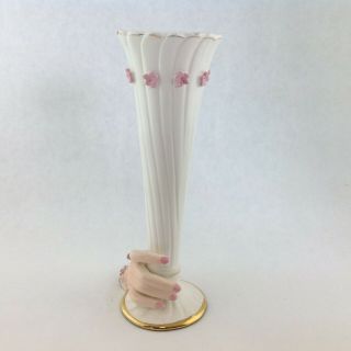 Vintage Art Pottery Ceramic Hand Holding a Trumpet Vase 6 