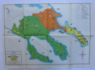 Greece 60 ' s Vintage Chart Map of Chalkidiki Macedonia Political Tourist 2