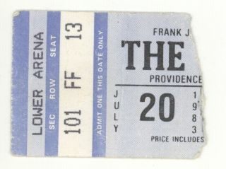 Rare The Tubes 7/20/83 Providence Ri Concert Ticket Stub