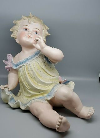Large Antique German Conta Boehme Piano Baby Girl,  Waving Butterfly 10 "