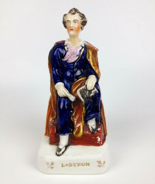 Lord Byron - Antique 19th Century Staffordshire Pottery Figure - Rare Victorian
