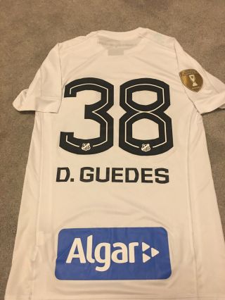 Santos Match Worn Authentic Football Guedes 38 Shirt Kappa Brazil Rare