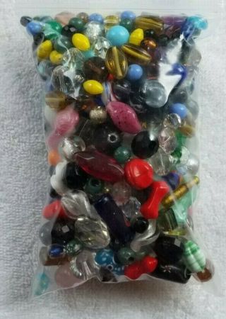 275,  ASSORTED VINTAGE & ANTIQUE GLASS / CRYSTAL BEADS 1.  2 LBS 3
