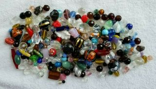 250,  Assorted Vintage & Antique Glass / Crystal Beads 1.  3 Lbs