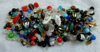 250,  ASSORTED VINTAGE & ANTIQUE GLASS / CRYSTAL BEADS 1.  3 LBS 2