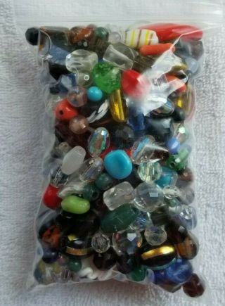 250,  ASSORTED VINTAGE & ANTIQUE GLASS / CRYSTAL BEADS 1.  3 LBS 3