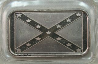 1 Oz.  Confederate Flag.  999 Fine Silver Art Bar Vary Rare Hard Find C5195