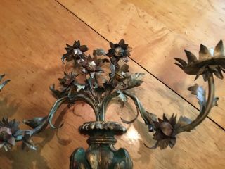 Antique Italian Tole Floral Wall Sconce 3