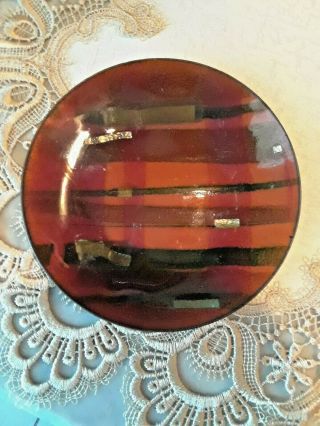 Vintage Mid Century Modern Enamel On Copper Abstract Decorated 5 1/2 " Plate