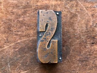 Antique Copper Printers Block Mounted On Wood Letter - S