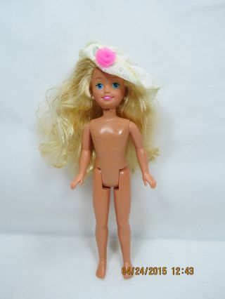 Vintage Barbie Skipper Doll W/ Hat Earrings Nude Ooak Rare Htf Great Gift B43 1