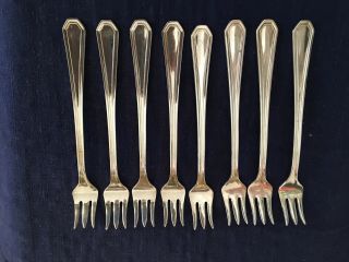 Vintage Set Of 8 Silverplate Seafood Forks