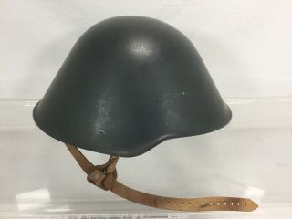 Rare Cold War M56 Ddr Nva East German Steel Combat Helmet W/ Liner & Chin Strap