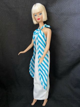 Vintage Barbie Doll BEST BUY Fashion 2557 Turquoise White Striped HALTER DRESS 3