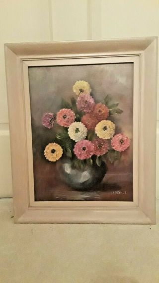 Vintage Still Life Floral Bouquet Flower Oil Painting Framed Signed