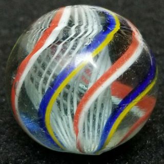 Big Rare 1.  38 " Latticinio German Swirl Handmade Antique Vintage Marble Pontil