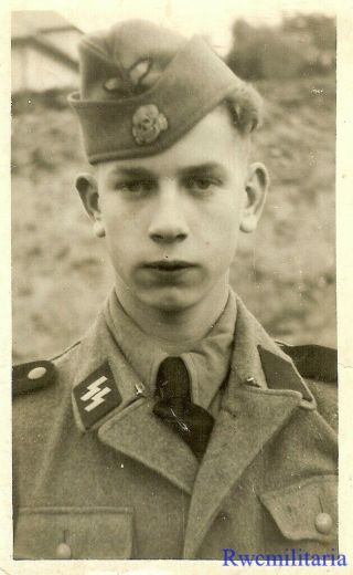Port.  Photo: Rare Close Up Pic Very Young German Elite Waffen Mann Soldier