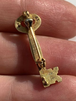 Antique Silver Gold Filled Kappa Kappa Gamma Sorority Key Pin Badge Brooch Key 3