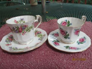 Two Vintage Queen Anne Style Tea Cup/ Saucer By Elizabethan Fine Bone China