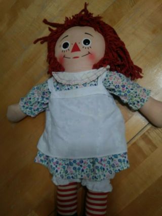 Vgc 16 " Knickerbocker Raggedy Ann Antique Doll W/manufacturer Tag.  Minor Flaws