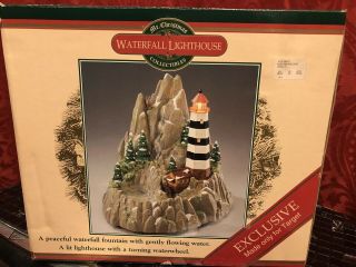 Old Stock Rare 2002 Mr Christmas Animated Waterfall Lighthouse Decoration