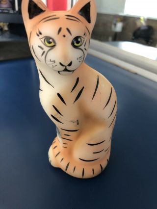 Rare Fenton Hand Painted Cat Tiger 5 Inch