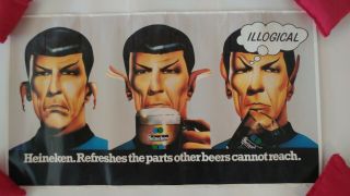 Rare Vintage Star Trek Heineken Beer Ad Poster Featuring Mr.  Spock 
