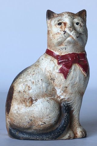 Antique Vintage 1920s Hubley Cast - Iron Cat Still Bank Paint