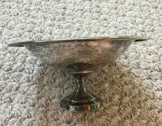 Vintage Oneida Silversmiths Pedestal Candy/Nut Bowl Dish Silver Plated 2