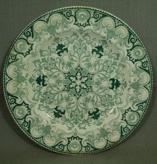 Antique Old Vintage Rouen Wedgwood Etruria England Green White Dinner Plate