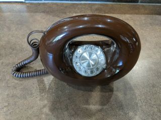 Rare Vintage Western Electric Art Deco Donut Shaped Brown Rottary Phone