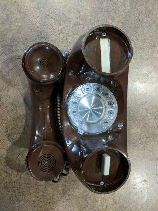 RARE VINTAGE WESTERN ELECTRIC ART DECO DONUT SHAPED BROWN ROTTARY PHONE 2