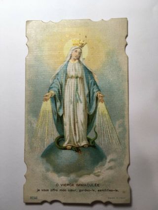 Antique Religious Holy Card Blessed Virgin Mary Made In Italy
