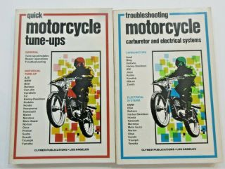2 Vintage 1976 Clymer Motorcycle Troubleshooting & Tune Up Repair Manuals Books