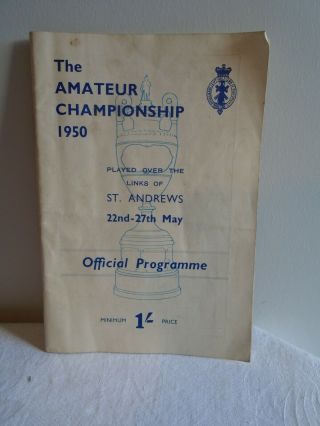 Rare Vintage Golf Programme - The Amateur Championship 1950 - St.  Andrews