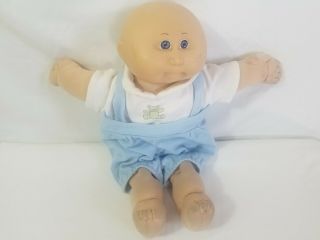 Vintage Cabbage Patch Kids Baby Boy Doll Bald Blue Eyes With Clothes 14
