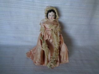 Vintage 7 " Inch Ruth Gibbs Porcelain Doll - Marked Rg W/ Umbrella