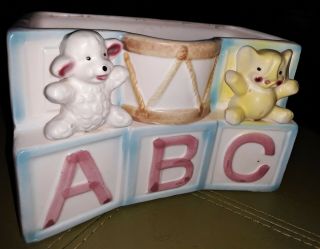 Napcoware Antique Baby Planter With A B C,  Lamb,  Elephant And Drum,  Very Good