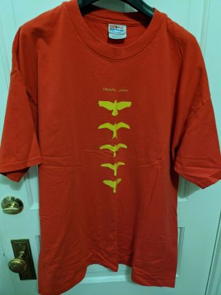 Rare Vintage Pearl Jam Yield Tour 1990s Grunge Rock T Shirt Red Cotton Adult Xl