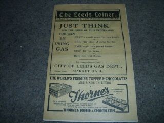 Rare Vintage Pre War Programme Leeds V York 26th August 1933