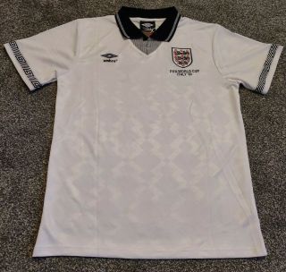Rare Retro Classic 1990 England World Cup Italy 90 Shirt Jersey Lineker.  Large