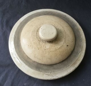 Antique Stoneware Salt Glaze Crock Lid Pottery Primitive Lid Only For 8” Opening