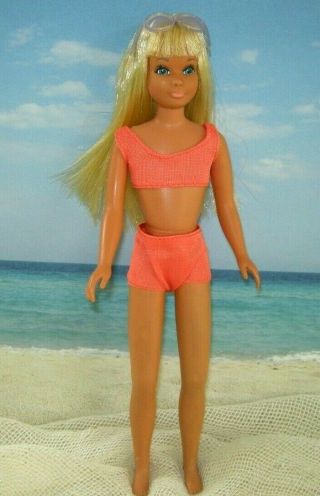 Vintage 1970 Sunset Malibu Skipper 1069 Doll W/ Swimsuit & Sunglasses