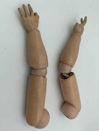 8” 1/2 Composition Arms Hands For 24” Bisque Head Antique German Doll Tlc Parts