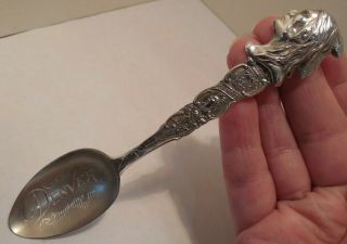Antique Sterling Silver Souvenir Spoon W/ Figural Native American Head Handle