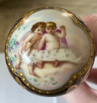 Wow 1800’s Cane Top Cherubs Angels Music Hand Painted Gold? Band 2