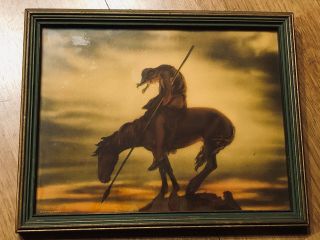 Framed Antique Native American Print,  End Of The Trail,  Circa 1920 