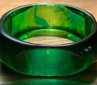 Rare Vintage Translucent Green Pryrstal Bakelite Bracelet