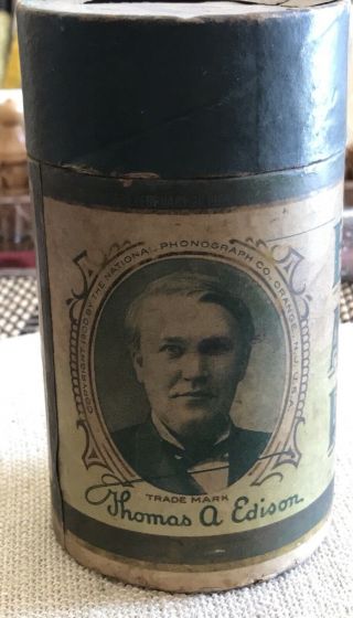 Antique 1909 Thomas Edison Amberol Record Four Minute Cardboard Canister W Lid
