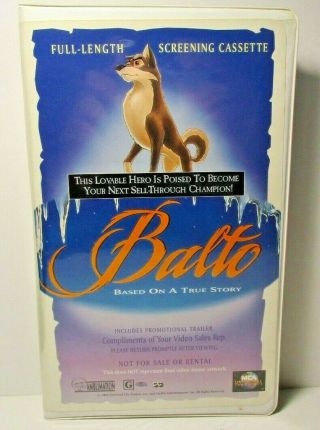 Very Rare Balto Promotional Demo 1995 Vhs Tape Not Or Rental Universal